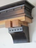 Fireplace Mantel Craftsman Era Two Toned Finish With Exposed Steel Bolts 1 small