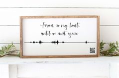 Personalized Soundwave With Qr Code Framed Wood Sign, Custom Voice Recording Memorial Sign 6 small