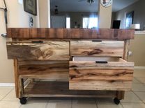 Texas Pecan Kitchen Cart Work Station With Maple End Grain Dyed Cherry 3 small