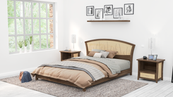 Platform Bed Frame In Cherry And Maple Wood, Made In All Sizes "River Rushes" 1 small