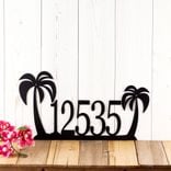 Metal House Number Sign with Tropical Palm Trees 1 small