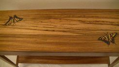 Unique Zebrawood Floating Top Table With Butterfly Marquetry 3 small