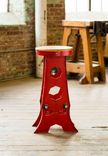 Southern Industrial Design Bar Stool With Reclaimed Wood Seat, Custom Cutouts And Distressed Finish 1 small