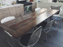 Reclaimed Cedar And Leather Dining Table 1 small