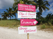 Pink White Welcome Wedding Sign, Beach Wedding Decor 1 small