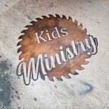 Rusted Steel Sawblade Sign. Custom Text Any Size You Wish. 2 small