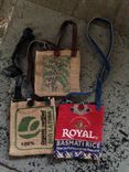 Up Cycled Burlap Tablet Bag 1 small