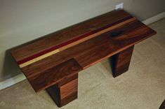 Modern Coffee Table In Walnut And Exotic Crimson Padauk -1 Available To Ship Today 1 small