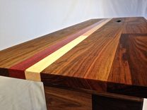 Modern Coffee Table In Walnut And Exotic Crimson Padauk -1 Available To Ship Today 2 small
