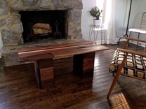 Modern Coffee Table In Walnut And Exotic Crimson Padauk -1 Available To Ship Today 3 small