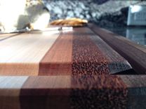Edge Grain Cutting Board With Juice Groove & Exotic Woods: Walnut, Exotic Red Palm & Padauak 5 small