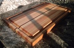 Edge Grain Cutting Board With Juice Groove & Exotic Woods: Walnut, Exotic Red Palm & Padauak 2 small