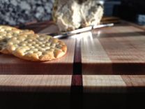 Edge Grain Cutting Board With Juice Groove & Exotic Woods: Walnut, Exotic Red Palm & Padauak 4 small