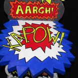 Batman Comic Book Fight Noise Art Chair By Artist Shawn Tyler Batonomatopoeia 5 small