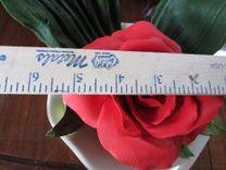 Big Beautiful Red Porcelain Rose In Lovely Base With Porcelain Leaves 5 small