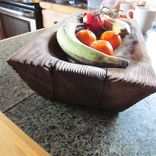 Primitive Wood Carving Large Tray 5 small