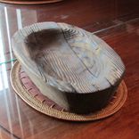 Primitive Carved Large Wood Oval Tray 1 small