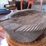 Primitive Carved Large Wood Oval Tray 4 small
