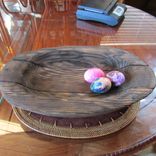 Primitive Carved Large Wood Oval Tray 5 small