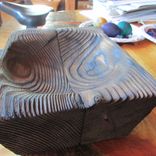 Primitive Carved Wooden Bowl, Amazing Character 1 small