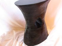Lovely Carved Wood End Table Stack Laminated Ebony Ebonized Polished 5 small