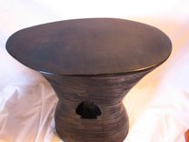 Lovely Carved Wood End Table Stack Laminated Ebony Ebonized Polished 6 small