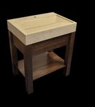 Custom Vanity - Hand-Pressed Yuma Concrete Sink With Solid Wood Base 1 small