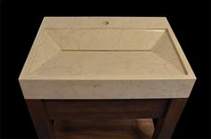 Custom Vanity - Hand-Pressed Yuma Concrete Sink With Solid Wood Base 2 small