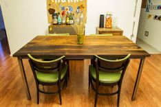 Modern Brazilian Imbuia Dining Table With Raw Steel Base 3 small