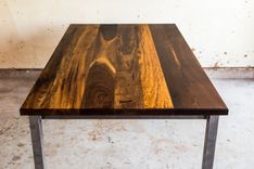 Modern Brazilian Imbuia Dining Table With Raw Steel Base 5 small