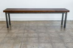 Modern Dining Bench With Raw Steel Base 3 small