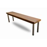 Modern Dining Bench With Raw Steel Base 1 small