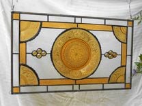 Stained Glass Window Panel Recycled Vintage Tiara Sandwich Glass Plates 4 small