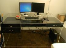 Acrylic Master Desk - Full Sized, Drawers, Keyboard Pull Out.  Hand Crafted, Custom Size Available 2 small