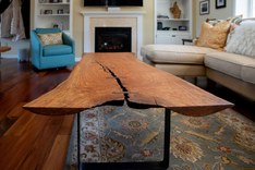 Cherry Live Edge Coffee Table, Slab Table, Rustic Cocktail Table, Solid Cherry Living Room Table 2 small
