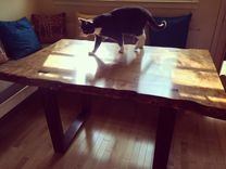 Figured Maple And Walnut Dining Table 6 small
