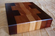 Patchwork Mixed Wood End Grain Chopping Board, Butcher Block, Island 8 small