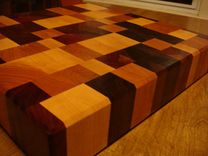 Patchwork Mixed Wood End Grain Chopping Board, Butcher Block, Island 4 small