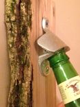 Live Edge Wall Hung Bottle Opener With Catcher. 1 small