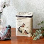Vintage Bird Decorative Tea Box Tin French Birds Storage Tin 2 small