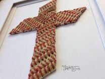 Baseball Seams Cross Artwork - Made Of Actual Used Baseballs 1 small