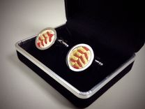 Baseball Seams Cufflinks - Made With Actual Used Baseballs 2 small