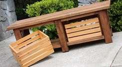 Rustic X Wood Bench Table With Crates For Storage - Indoor / Outdoor 1 small