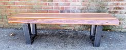 Live Edge Bench- Coffee Table- Mahogany- Steel- Industrial- Modern- Rustic- Stripes- Natural Wood 2 small