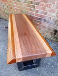 Live Edge Bench- Coffee Table- Mahogany- Steel- Industrial- Modern- Rustic- Stripes- Natural Wood 3 small