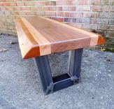 Live Edge Bench- Coffee Table- Mahogany- Steel- Industrial- Modern- Rustic- Stripes- Natural Wood 4 small
