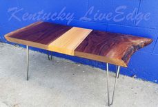 Live Edge Coffee Table- Walnut And Mahogany- Modern- Rustic- Sustainable- Reclaimed 2 small