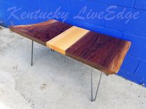 Live Edge Coffee Table- Walnut And Mahogany- Modern- Rustic- Sustainable- Reclaimed 5 small