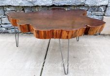 Big Round Coffee Table- Live Edge Slab Table- Tree Round- Tree Cookie- Walnut Color- Elm 1 small