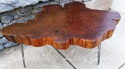 Big Round Coffee Table- Live Edge Slab Table- Tree Round- Tree Cookie- Walnut Color- Elm 2 small